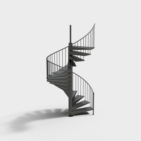 Black Modern Spiral Staircase 3D Model