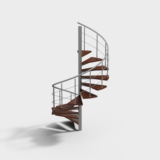 Modern Spiral Staircase 3D Model in Black