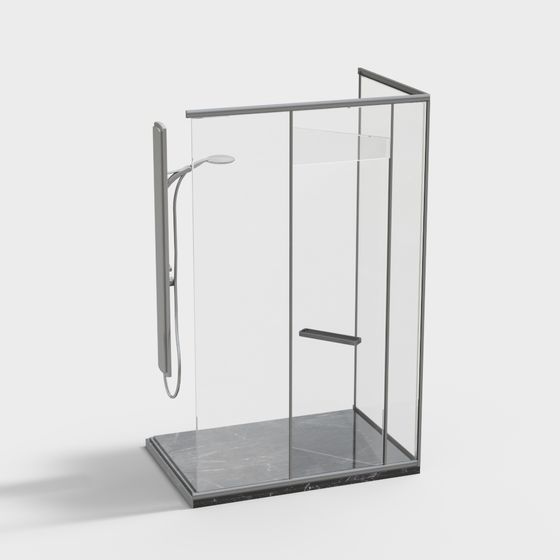 Sleek Modern Glass Shower Enclosure 3D model