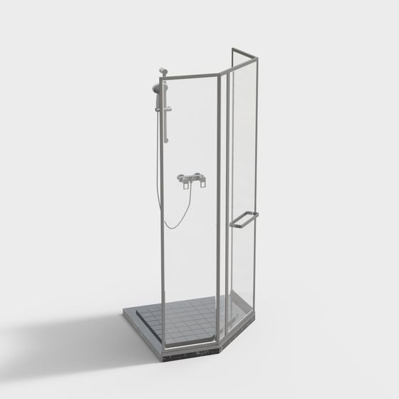Minimalist Shower Room 3D model for Modern Spaces