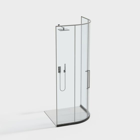 Minimalist Semi-Circular Shower Room 3D model