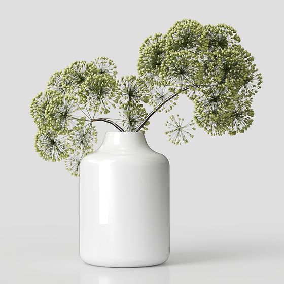 Vase with Green Plants 3D model