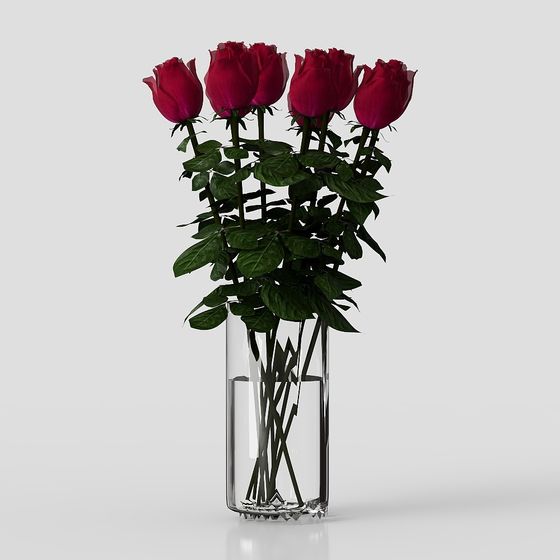Stunning Low-Polygon Rose Bouquet 3D model