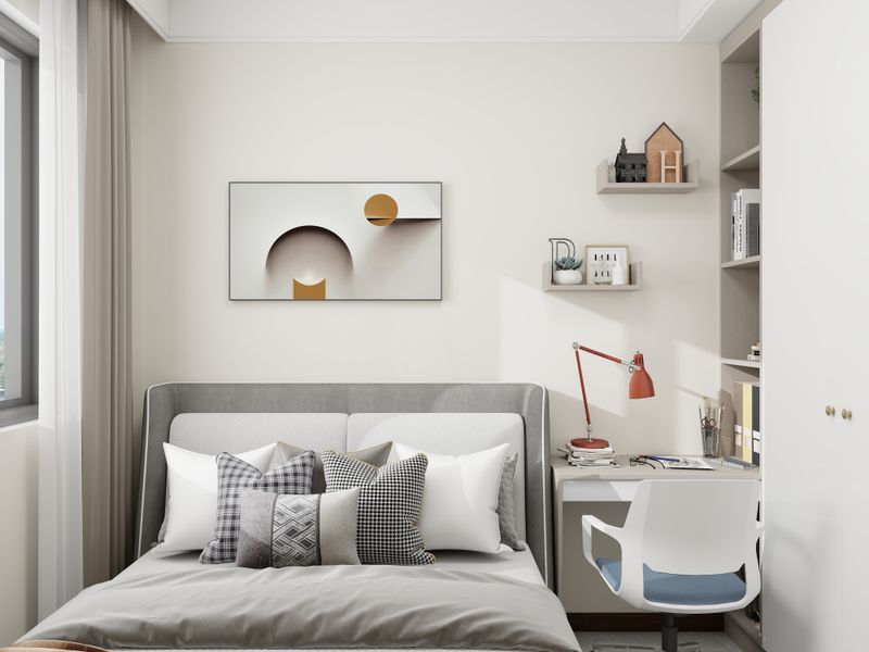 Modern Girls Bedroom with Grey & White