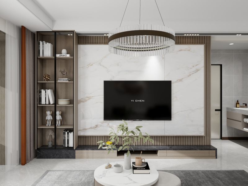 Modern Living Room Design with Marble Accents