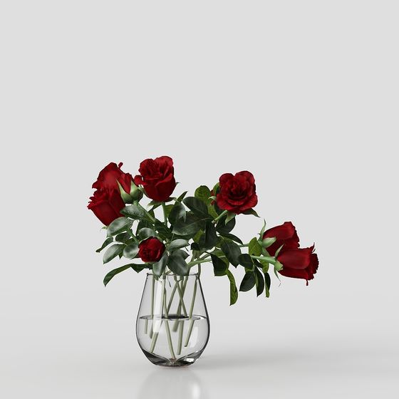 Elegant Low-Poly Rose Bouquet 3D model