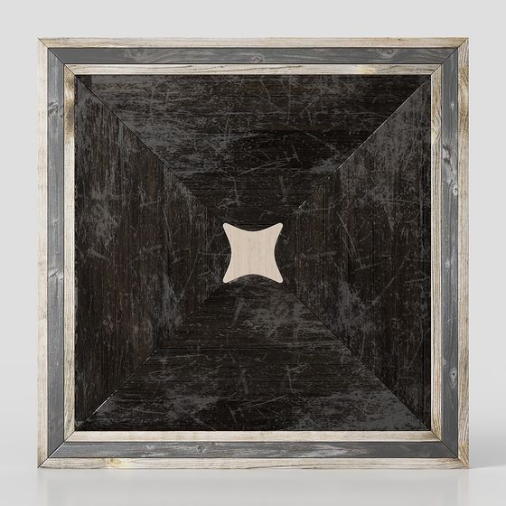 Retro Wooden Frame Mirror 3D model