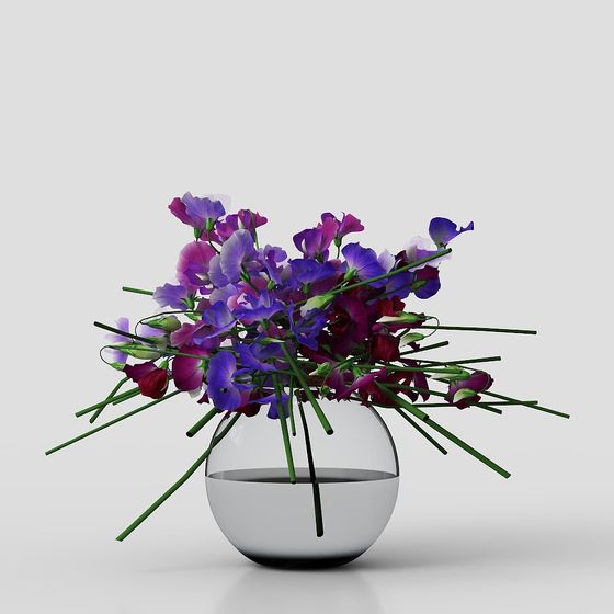 Stunning Glass Vase with Violet 3D model