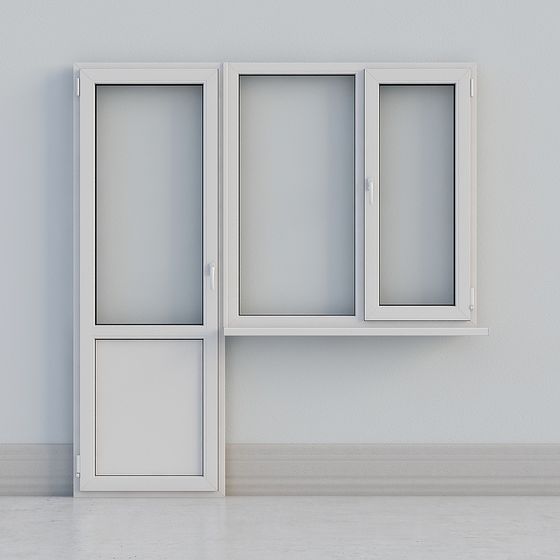 Modern White Frame Window 3D model
