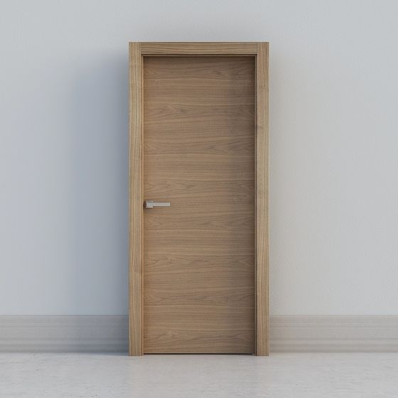 モダンドアと窓の木製インテリアドア