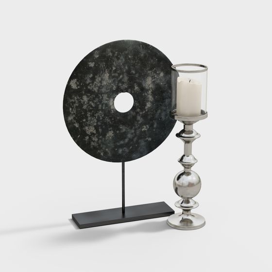 Elegant Low-Poly Black Stone Disc 3D model