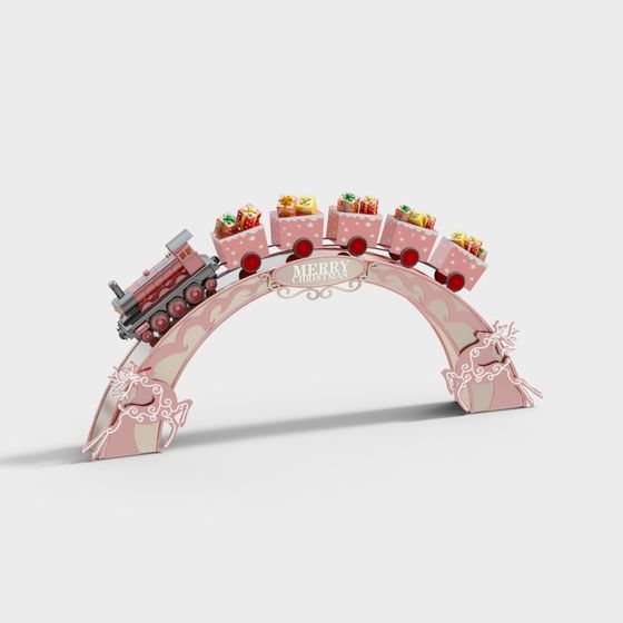 Whimsical Christmas Train Archway 3D model