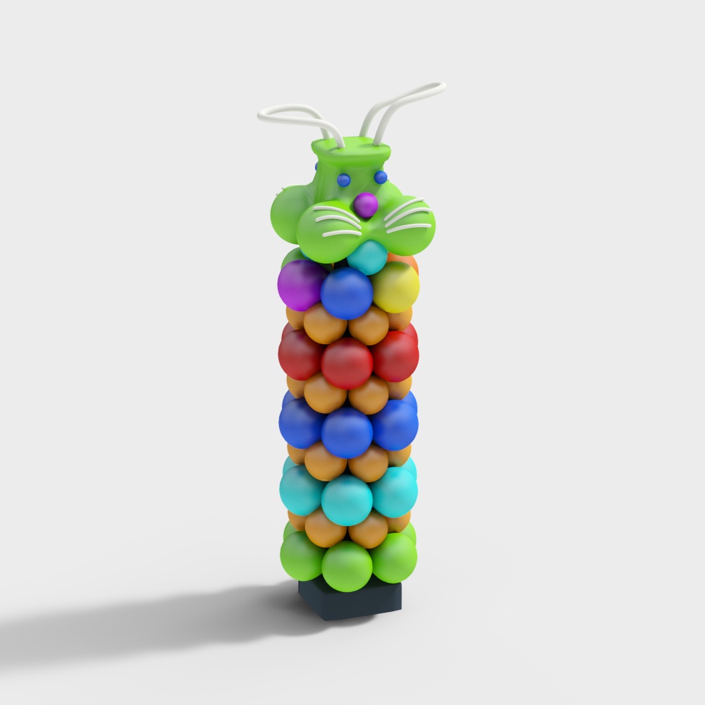 Rainbow Caterpillar Low Poly 3D model