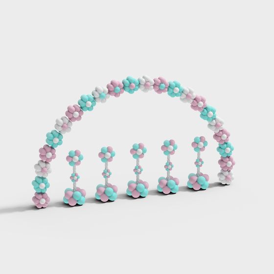 Whimsical Flower Arch 3D model