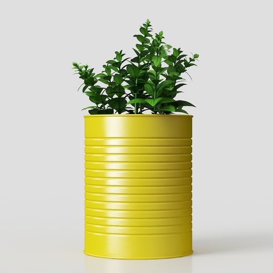 Vintage Metal Planter Pot 3D model