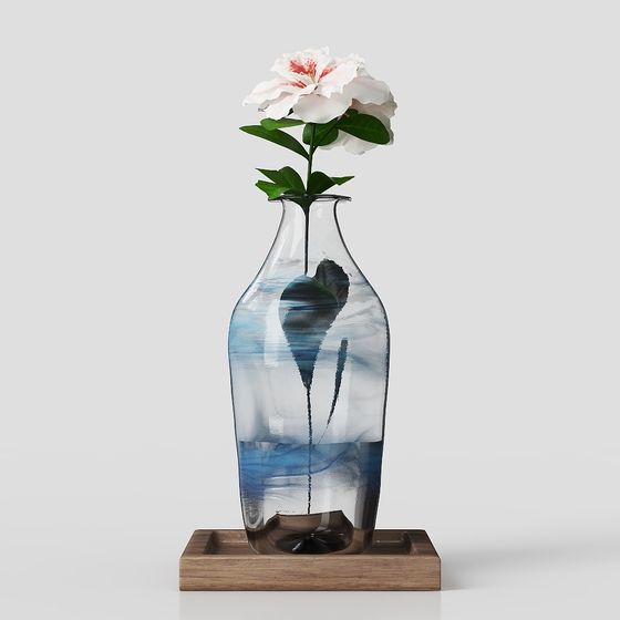 Chic Low-Polygon Vase and Flower Arrangement 3D model