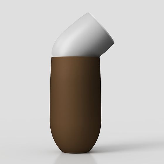 Inclined Cylinder Low Polygon 3D Model