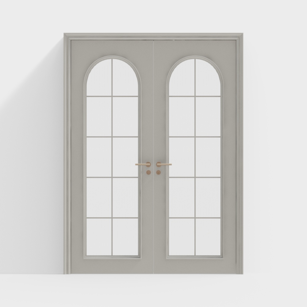 Elegant Arched Glass Door 3D Model