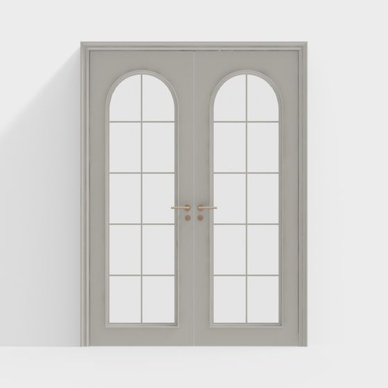 Elegant Arched Glass Door 3D Model