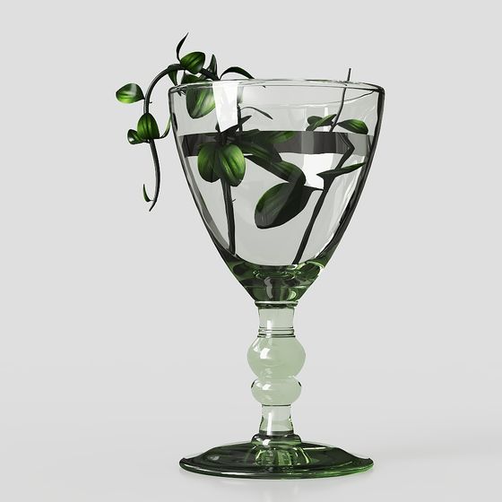 Elegant Glass Vase with Vines 3D Model