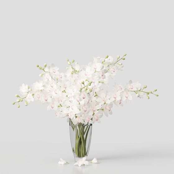 Elegant Vase with Orchid 3D model for Interior Design