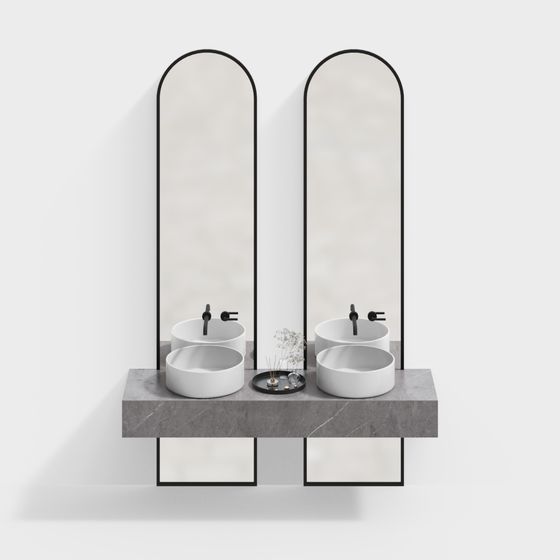 Elegant Double Mirror Vanity 3D model