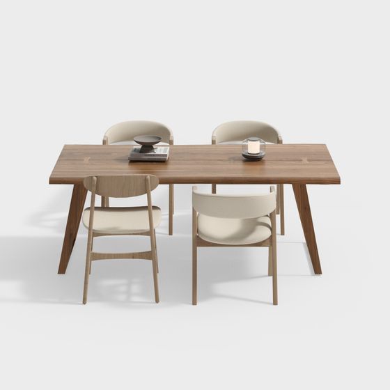 Modern Minimalist Dining Table and Chair Set 3D model