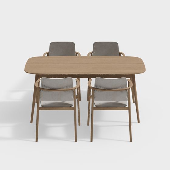 Modern Minimalist Dining Table and Chairs 3D model