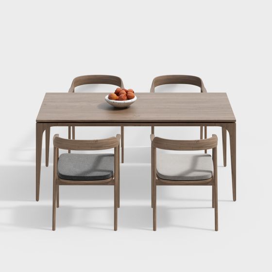 Modern Minimalist Dining Table and Chair Set 3D model