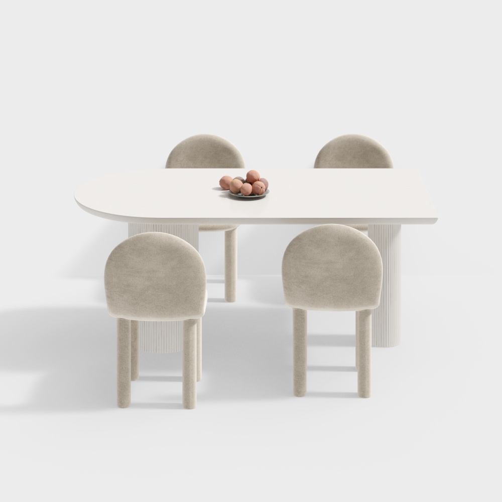 프렌치 크림 스타일 식탁 및 의자 세트