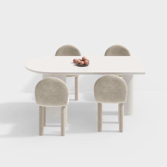 프렌치 크림 스타일 식탁 및 의자 세트