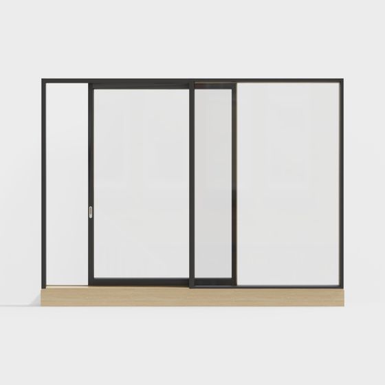 Minimalist Glass Sliding Door 3D model