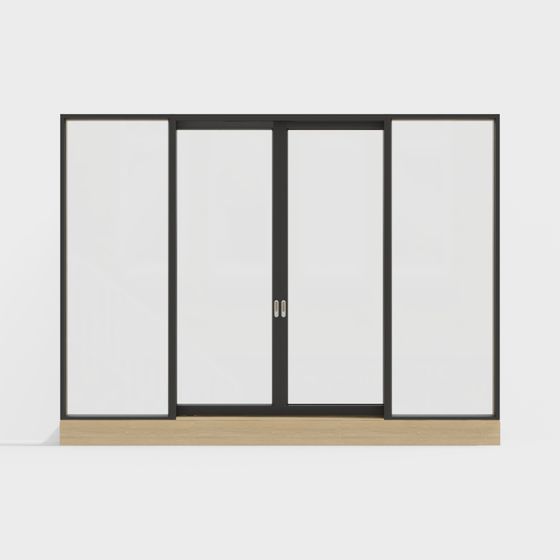 Low Polygon Glass Sliding Door 3D model