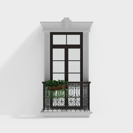Retro Balcony Low-Poly 3D model