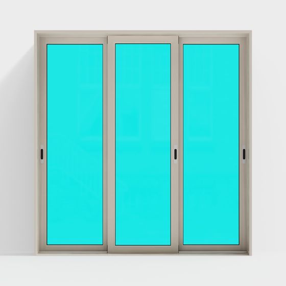 Stylish Glass Sliding Door 3D model