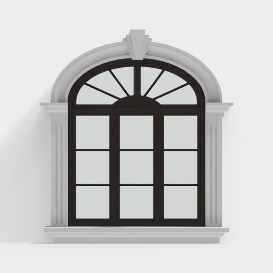 Low Polygon Classic Arch Window 3D Model