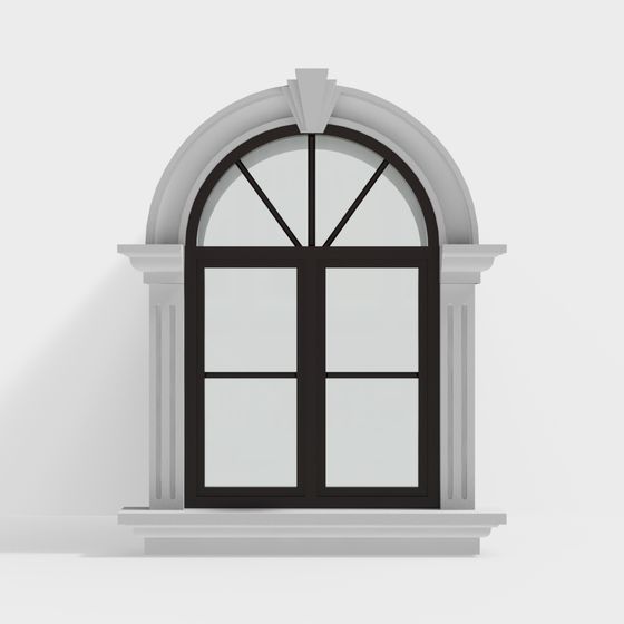 Stylish Classical Arch Window 3D model
