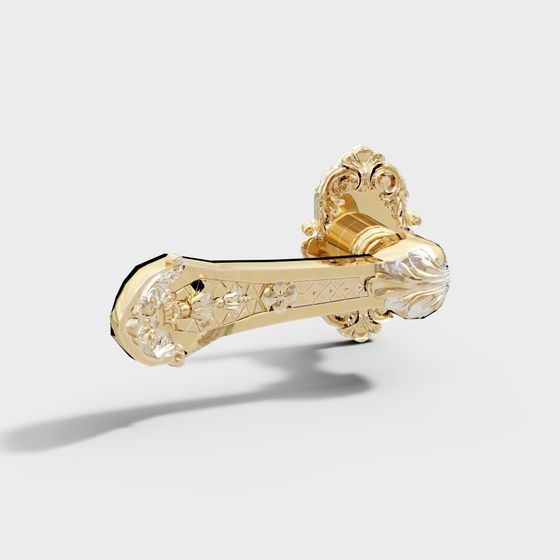 Ornate Gold Door Handle 3D model
