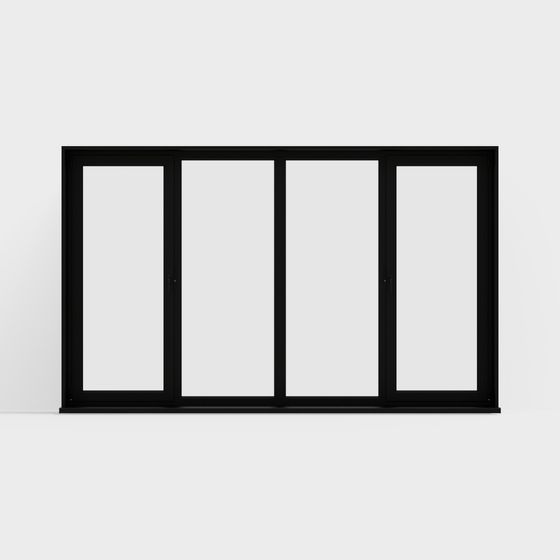 Elegant Black Frame Sliding Door 3D model