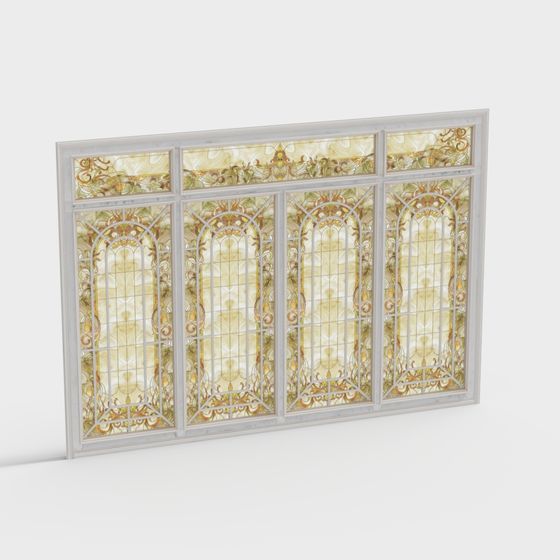Art Nouveau Stained Glass Window 3D model for Creative Projects