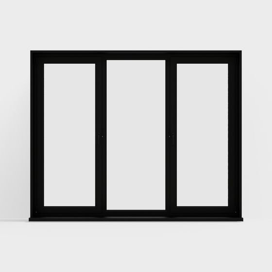 Sleek Low Poly Sliding Door 3D model