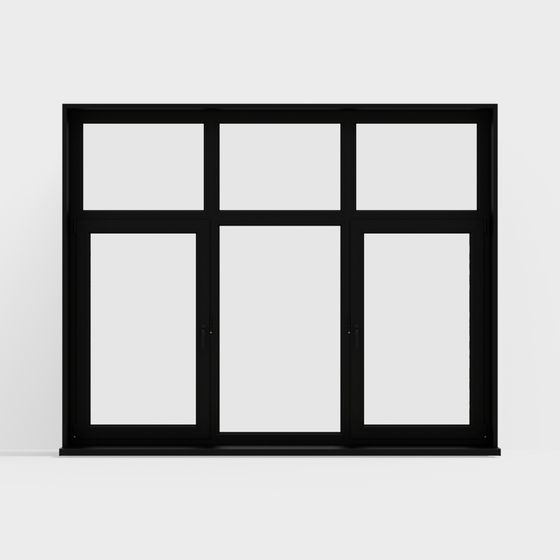Elegant Black Frame Window 3D model for Modern Architecture