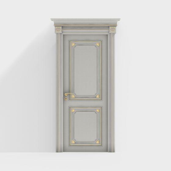 Elegant Gray and Gold 3D Model Door