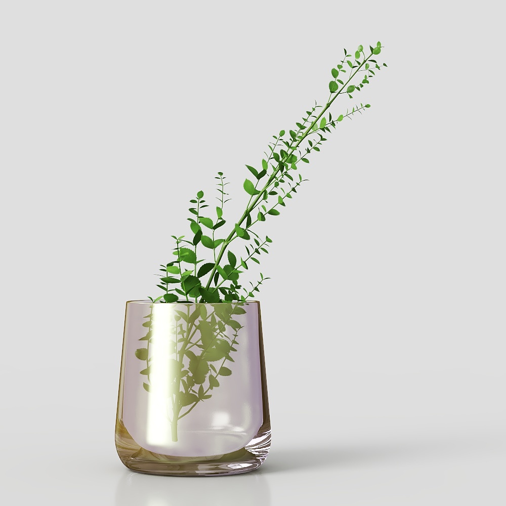 グリーン植物の花と草のポット花瓶