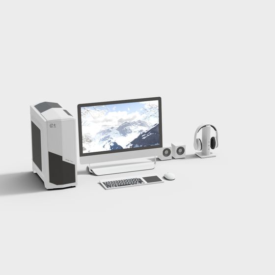 Modern Low-Poly 3D Computer Set Model