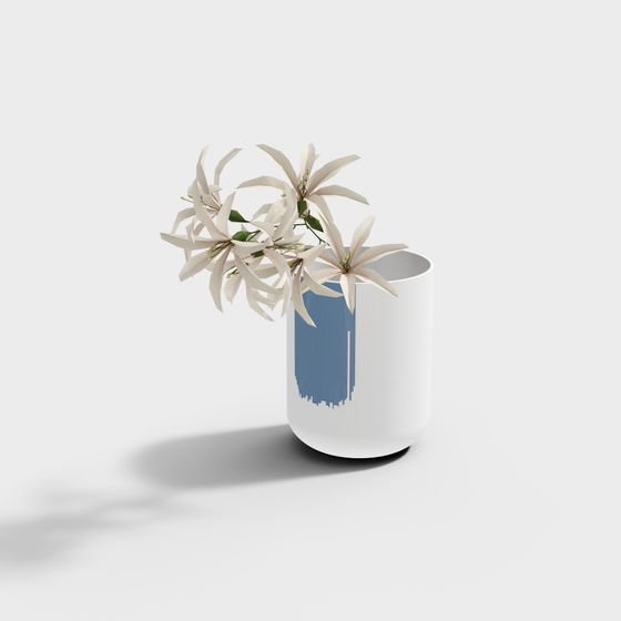 Minimalist Vase and Floral Arrangement 3D model