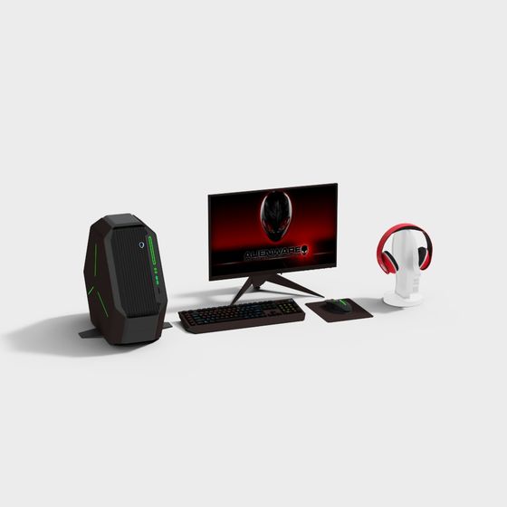 Futuristic Computer Setup 3D Model for Design Projects