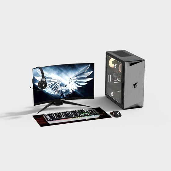 Gaming Setup 3D model - Low Poly with High Detail