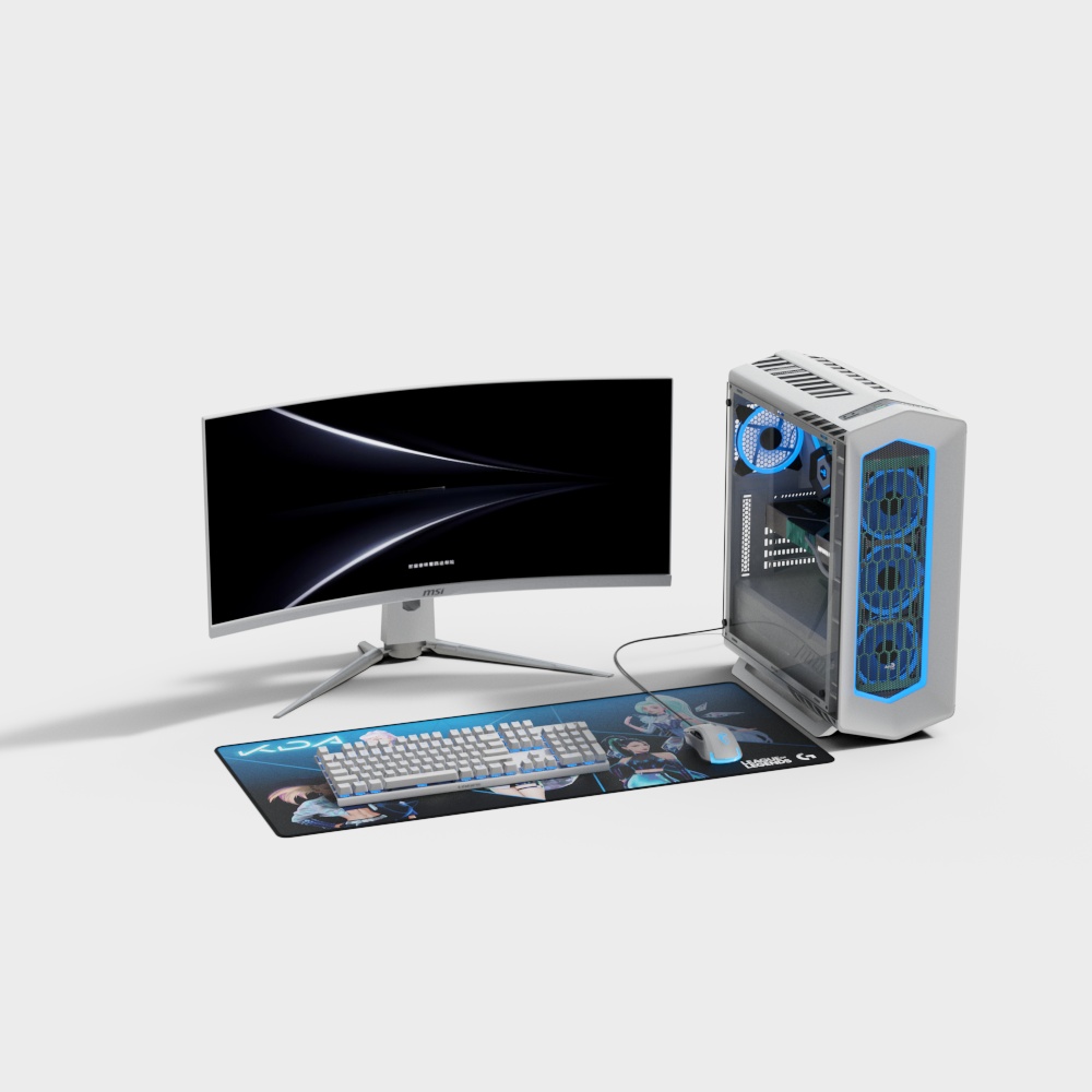 Futuristic Low-Poly Computer Set 3D model