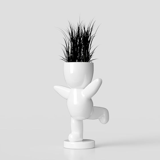 Green Dancer Low Poly Plant Pot 3D model for Creative Designs